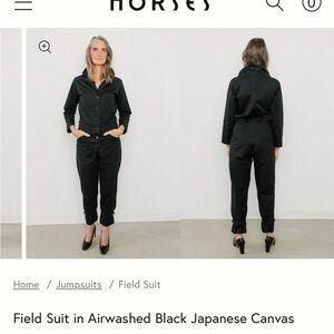 Horses Atelier Fieldsuit Jumpsuit in Black Japanese Canvas - Size 2